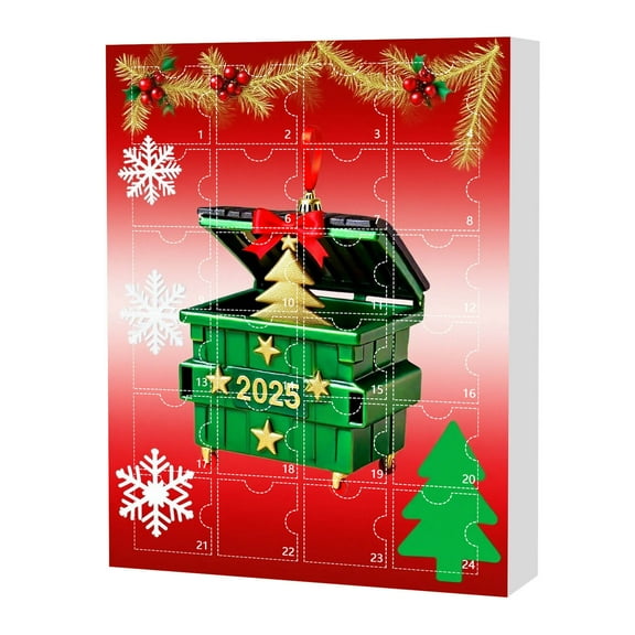 Dumpster Fire Advent Calendar 2025, 2D Acrylic Christmas Countdown Calendar, 24 Days Hanging Ornament for Xmas Tree Decorations
