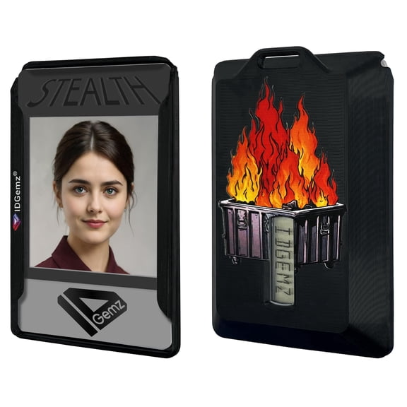 Dumpster Fire Badge Holder for RSA SecurID Tokens - Stealth Black - Holds up to 4 Badges (Holds 1 Token)