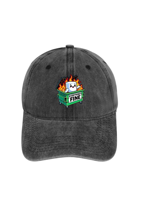 Dumpster Fire Charcoal Hat Adjustable Funny Fashion Unisex Baseball Cap for Men Women