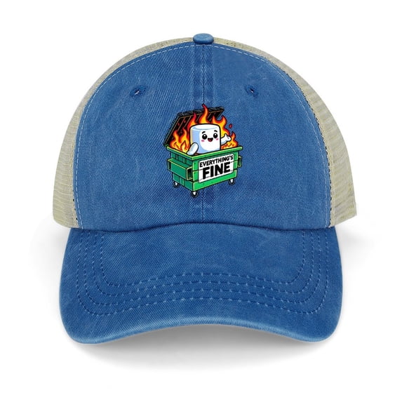 Dumpster Fire Dark Blue Hat Adjustable Funny Fashion Unisex Baseball Cap for Men Women