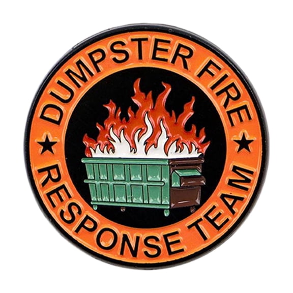 Dumpster Fire Gifts, Dumpster Fire Desk Accessories, Printed Metal Lapel Pin, Removable, Reusable, Rockets, Balloons, Party Decorations, Apparel Accent, 1 Pc
