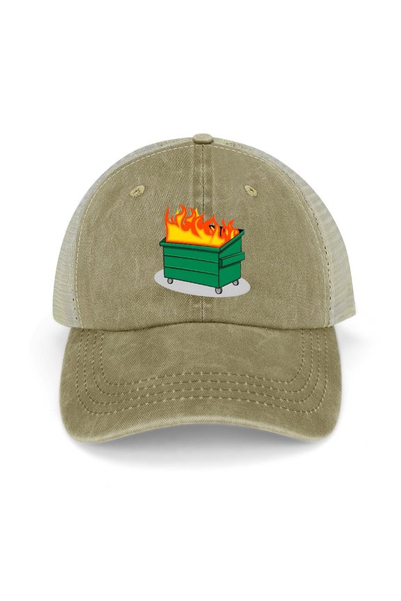 Dumpster Fire Khaki Hat Adjustable Funny Fashion Unisex Baseball Cap for Men Women