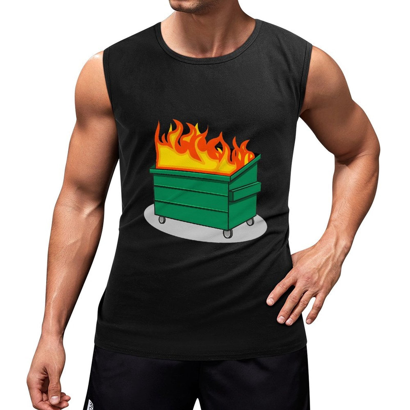 Dumpster Fire Men'S Muscle T-Shirt, Sleeveless, Muscle Tank Tee Top L ...