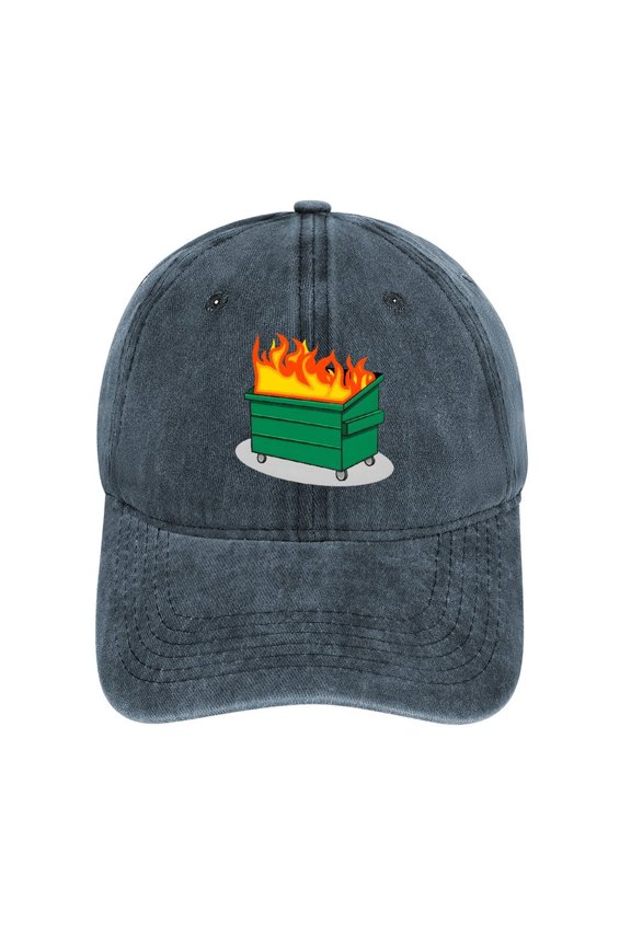 Dumpster Fire Navy Hat Adjustable Funny Fashion Unisex Baseball Cap for Men Women