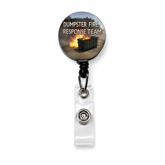 Dumpster Fire Response Team Funny Retractable Reel ID Badge Key Card Name Tag Holder with Clip