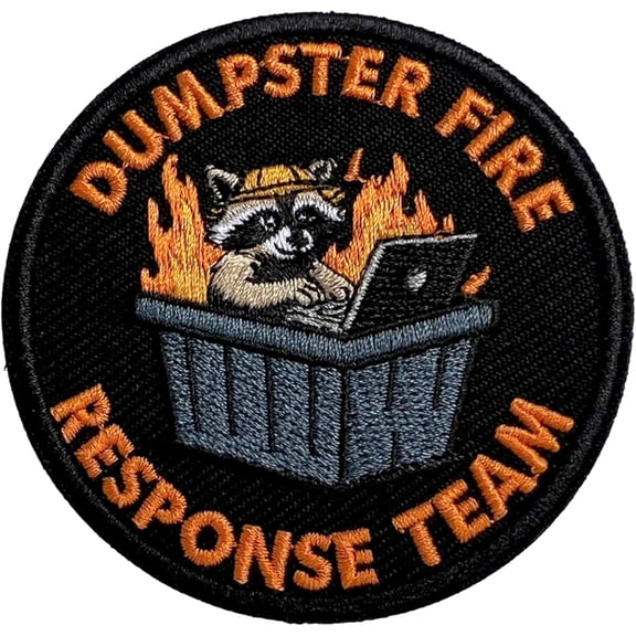 Dumpster Fire Response Team Hook and Loop Patch, 3 Inches Sew On Patches, Embroidery Patches for Backpacks Bags Vest Dog Harness, Tactical Military Embroidered Patches, Funny Raccoon DIY Patch