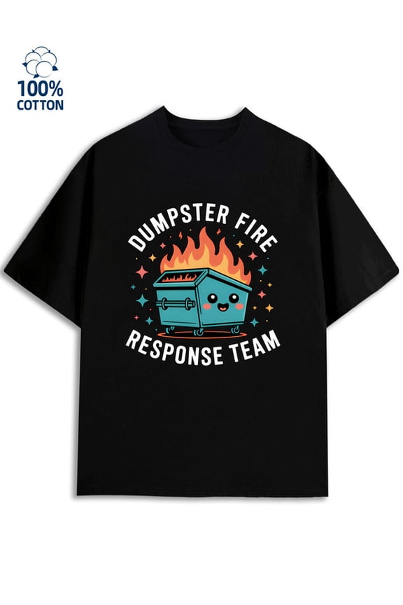 Dumpster Fire Tee mens black Vintage Unisex Shirt Printed tshirts Funny Unisex Shirt Graphic tshirts Fashion Unisex Shirt Graphic Tee tshirts Casual Unisex Shirt Graphic Tee tshirts