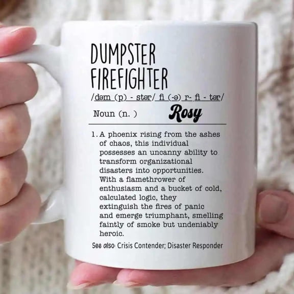 Dumpster Firefighter Definition Personalized Mug, Workplace Bestie Gift, Personalized Manager Mug, Funny Boss Gift Idea, Coworker Gift, Bekilab Ceramic Coffee Mug, 11oz 15oz Gift