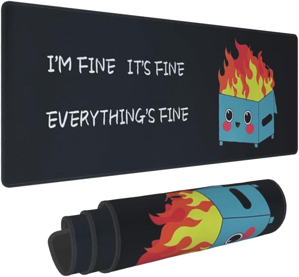 Dumpster on Fire Black Funny Mouse Pad Large Extended Computer Full Desk Pad 23.6x11.8 inch Computer Mouse Mat Keyboard for Home Office Gaming