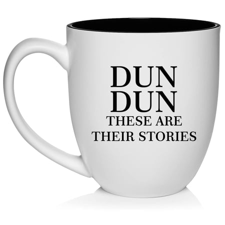 Dun Dun These Are Their Stories Ceramic Coffee Mug Tea Cup Gift for Her, Him, Women, Men, Sister, Brother, Mom, Dad, Birthday, Boss, Housewarming, Funny, Crime Show, Murder Mystery (16oz White)