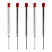 DunBong Red Ink Refill Pack of 5, Replaceable Ballpoint Pen Refills, Medium Point Metal Refill (Red)