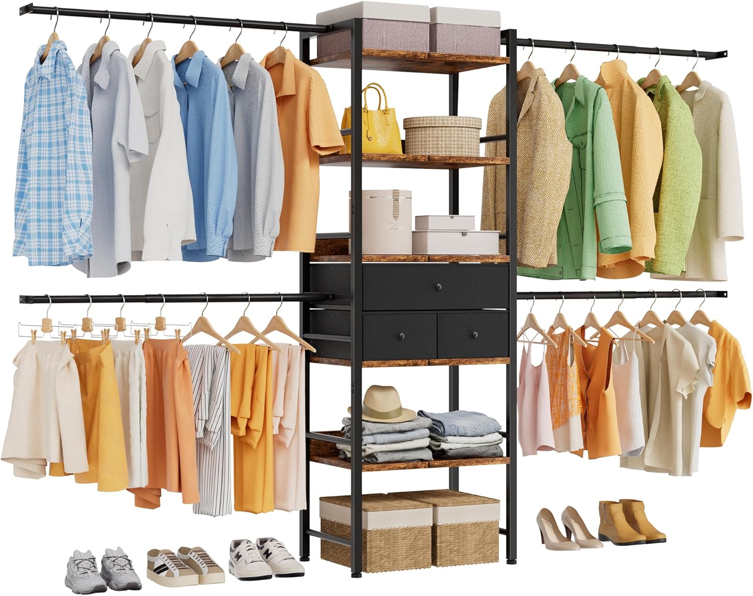 Dunatou 118'' Walkin Closet System with Drawer, Fits Space 410FT