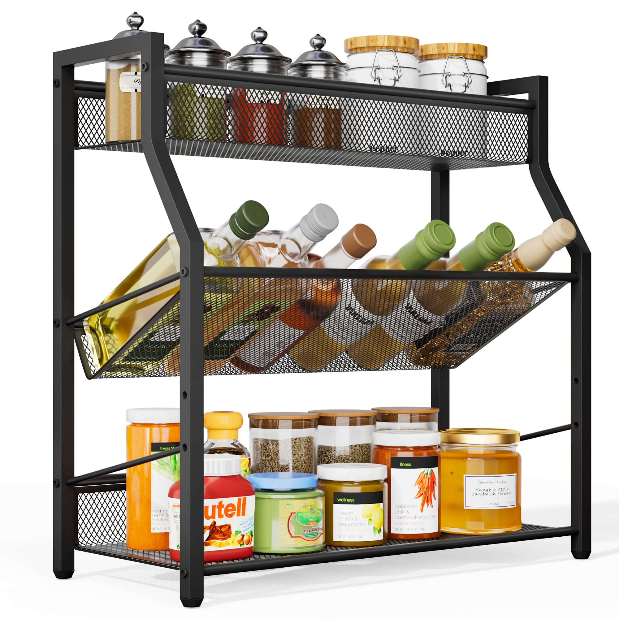 Dunatou 3 Tier Spice Rack, Kitchen Storage Organizer Shelf for ...