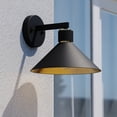thumbnail image 1 of Dunbar 1 Light Matte Black and Gold Contemporary Outdoor Wall Sconce Metal Shade, 1 of 13
