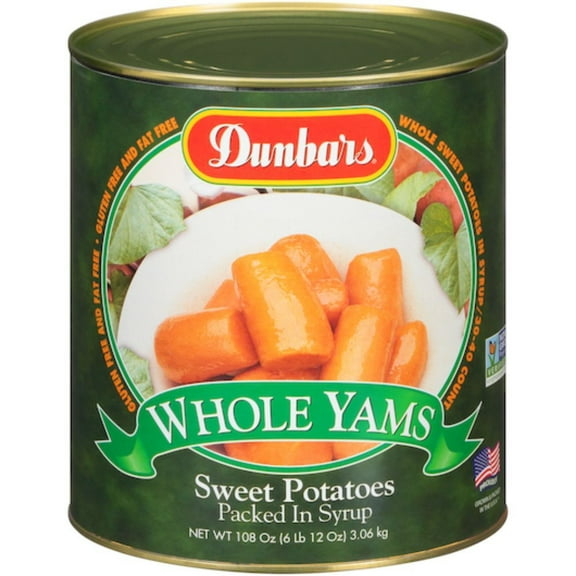 Dunbars Whole Yam Sweet Potatoes Packed in Syrup, 108 Ounce, 6 Per Case