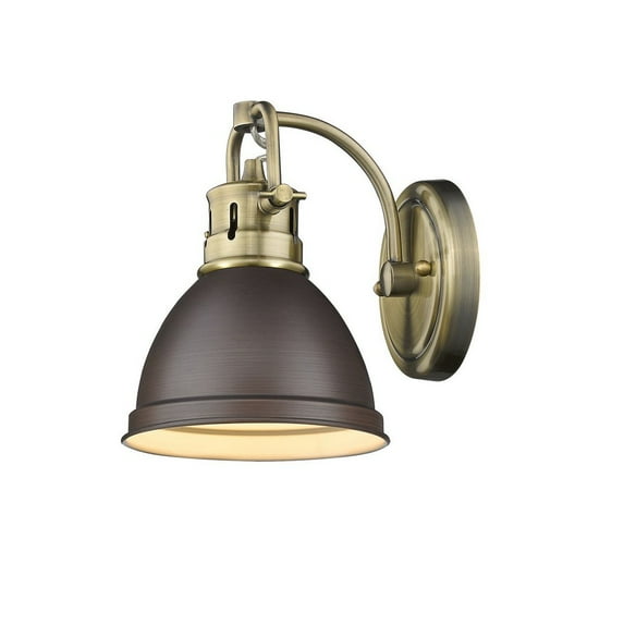 Yep by Golden Lighting Duncan 1-light Vanity in Aged Brass and Rubbed Bronze shade