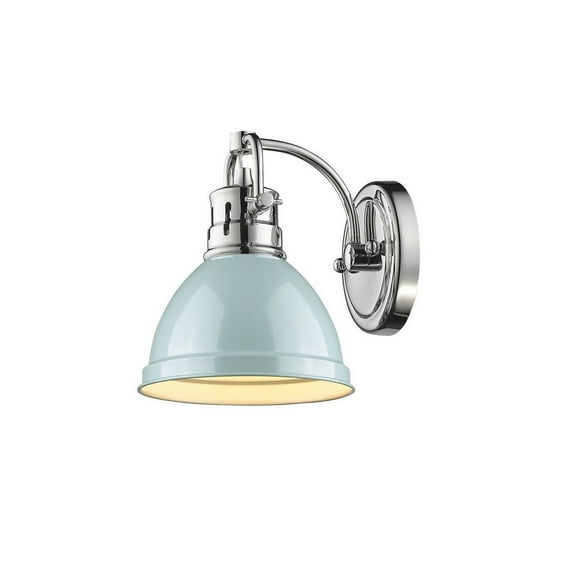 Yep by Golden Lighting Duncan 1-light Vanity in Chrome and Seafoam shade