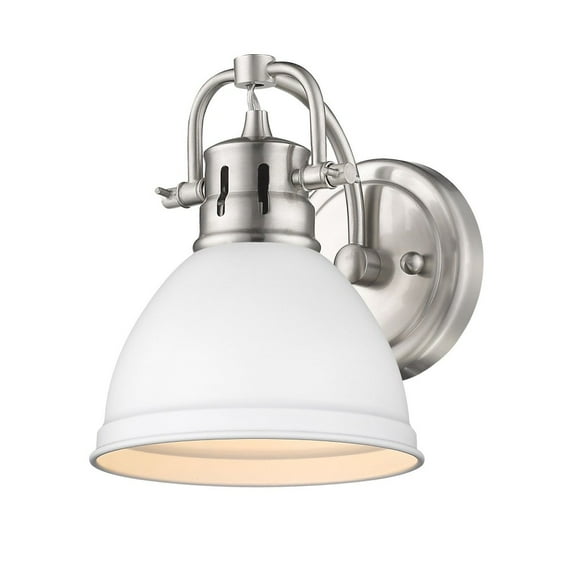 Yep by Golden Lighting Duncan 1-light Vanity in Pewter and Matte White shade