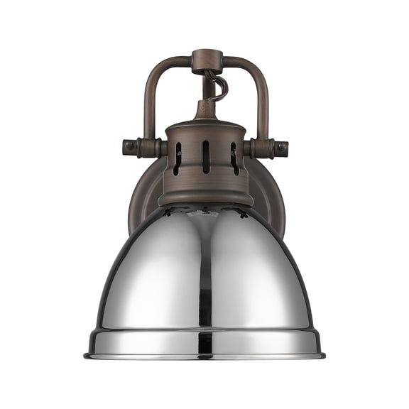 Yep by Golden Lighting Duncan 1-light Vanity in Rubbed Bronze and Chrome shade