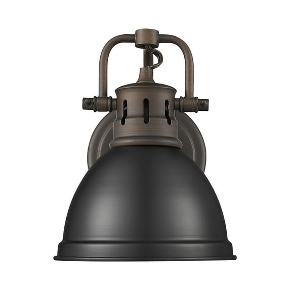 Yep by Golden Lighting Duncan 1-light Vanity in Rubbed Bronze and Matte Black shade