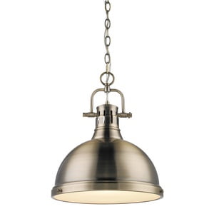 Yep by Golden Lighting Duncan 1-light 14in Chain Hung Pendant in Aged Brass