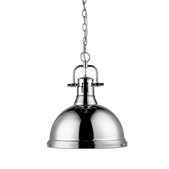 Yep by Golden Lighting Duncan 1-light 14in Chain Hung Pendant in Chrome