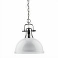 thumbnail image 1 of Yep by Golden Lighting Duncan 1-light 14in Chain Hung Pendant in Chrome and White shade, 1 of 7