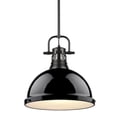 thumbnail image 1 of Yep by Golden Lighting Duncan 1-light 14in Rod Hung Pendant in Matte Black and Black shade, 1 of 10