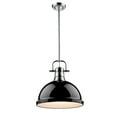 thumbnail image 1 of Yep by Golden Lighting Duncan 1-light 14in Rod Hung Pendant in Chrome and Black shade, 1 of 1