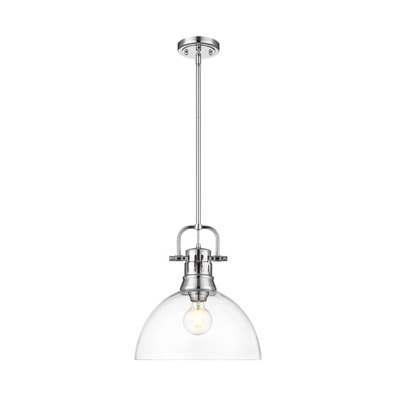 Yep by Golden Lighting Duncan 1-light 14in rod hung Pendant in Chrome and Clear Glass