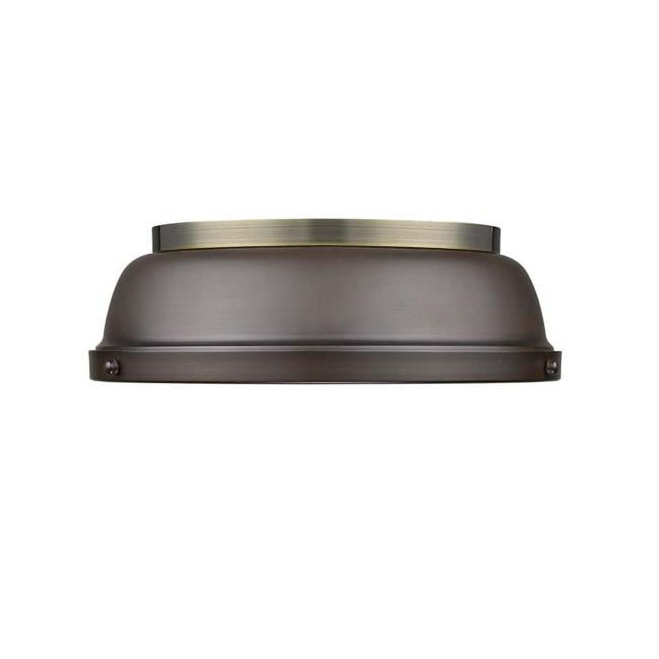Transitional Aged Brass & Rubbed Bronze 14" Flush Mount Light