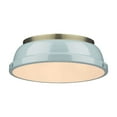 thumbnail image 1 of Yep by Golden Lighting Duncan 2-light Flush Mount in Aged Brass and Seafoam shade, 1 of 4