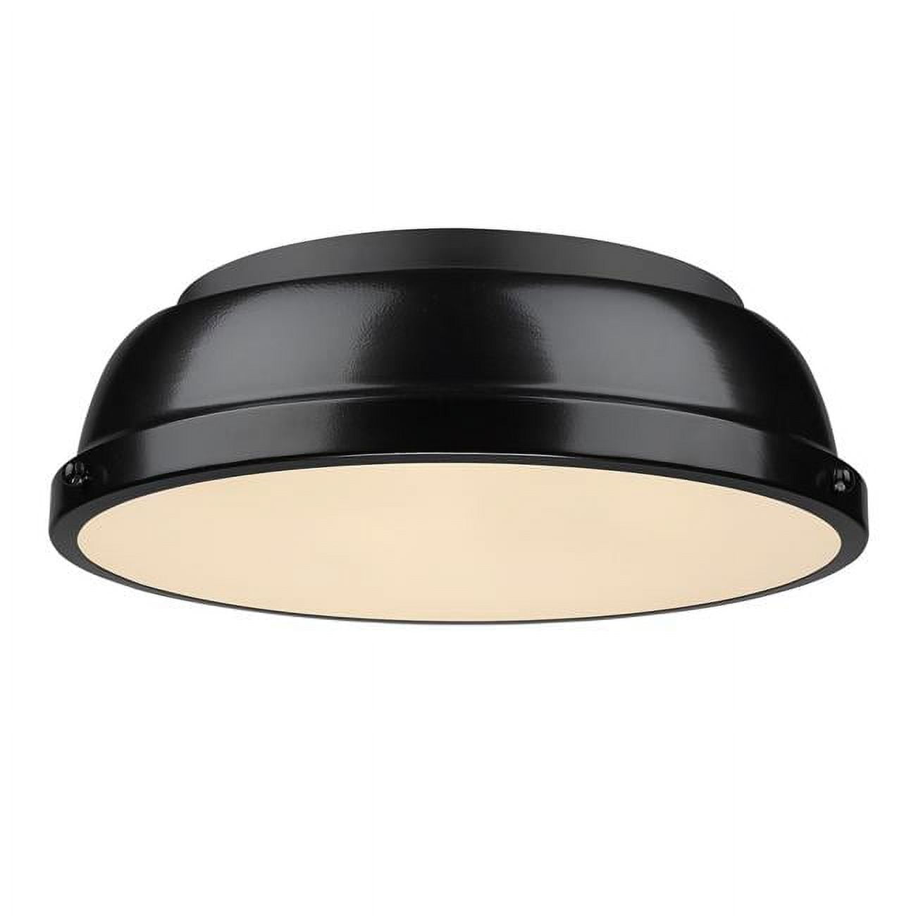 Duncan 14" Matte Black and Brass Vintage-Inspired Flush Mount