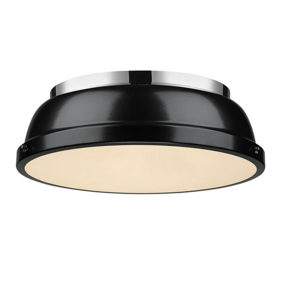 Yep by Golden Lighting Duncan 2-light Flush Mount in Chrome and Black shade