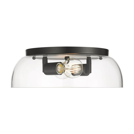 Yep by Golden Lighting Duncan 2-light Flush Mount in Matte Black and Clear Glass