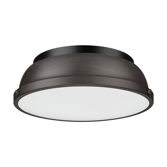 Yep by Golden Lighting Duncan 2-light Flush Mount in Matte Black and Rubbed Bronze shade