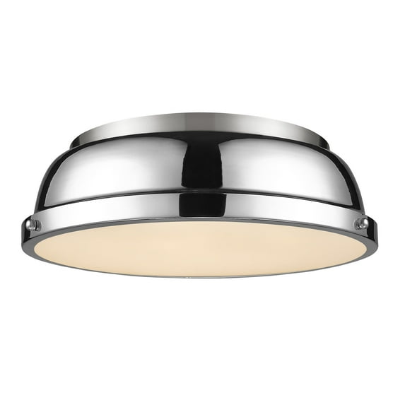 Yep by Golden Lighting Duncan 2-light Flush Mount in Pewter and Chrome shade