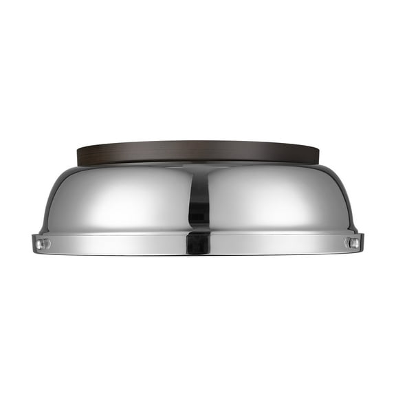 Yep by Golden Lighting Duncan 2-light Flush Mount in Rubbed Bronze and Chrome shade