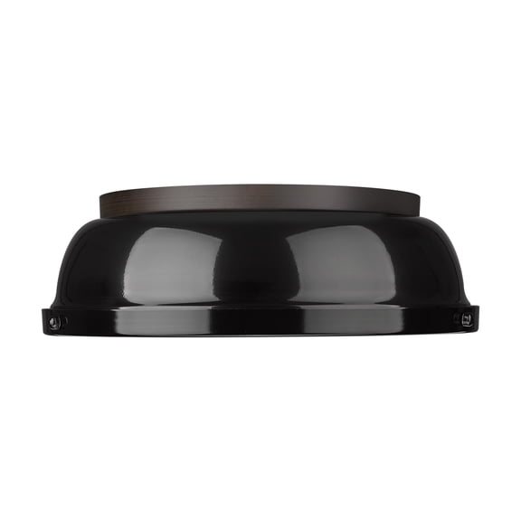 Yep by Golden Lighting Duncan 2-light Flush Mount in Rubbed Bronze and Matte Black shade