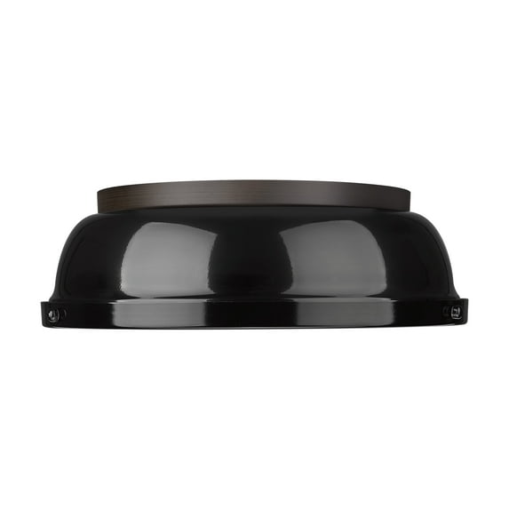 Yep by Golden Lighting Duncan 2-light Flush Mount in Rubbed Bronze and Matte Black shade