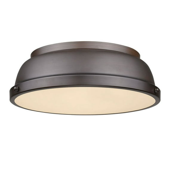 Yep by Golden Lighting Duncan 2-light Flush Mount in Rubbed Bronze and Rubbed Bronze shade