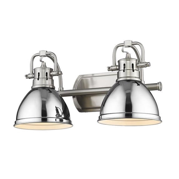 Duncan 2 Light Bath Vanity, Chrome Shades - Pewter