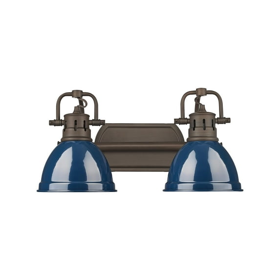 Yep by Golden Lighting Duncan 2-light Vanity in Rubbed Bronze and Navy Blue shade