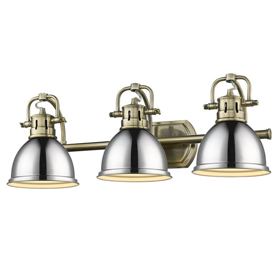 Yep by Golden Lighting Duncan 3-light Vanity in Aged Brass and Chrome shade