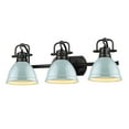 thumbnail image 1 of Yep by Golden Lighting Duncan 3-light Vanity in Matte Black and Seafoam shade, 1 of 10
