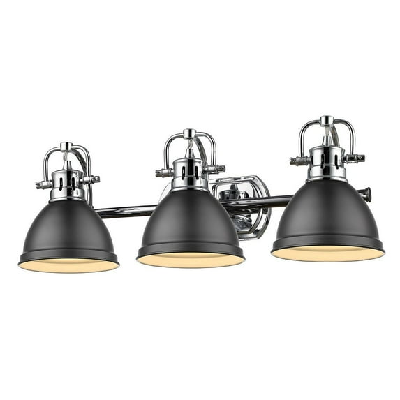 Yep by Golden Lighting Duncan 3-light Vanity in Chrome and Matte Black shade