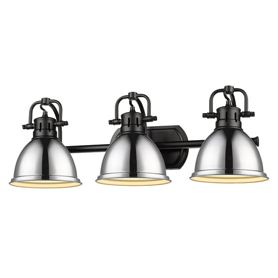 Yep by Golden Lighting Duncan 3-light Vanity in Matte Black and Chrome shade