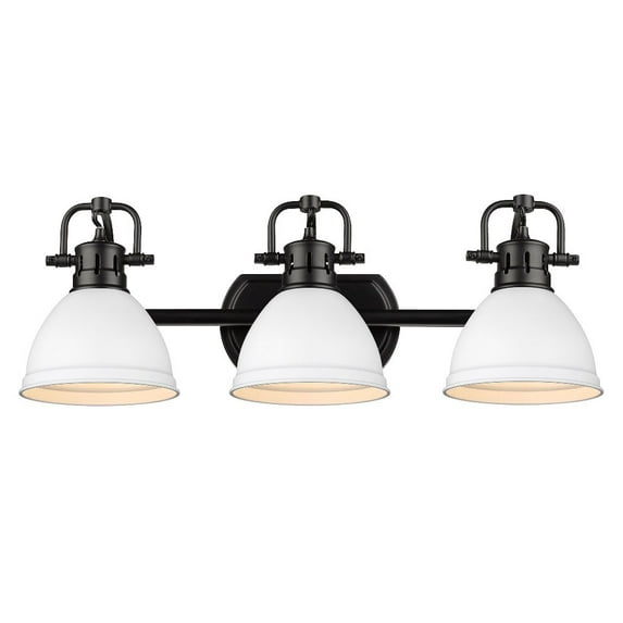 Yep by Golden Lighting Duncan 3-light Vanity in Matte Black and Matte White shade