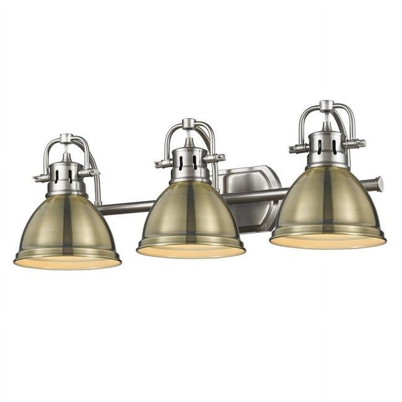 Duncan 3-Light Pewter and Brass Bath Vanity Fixture