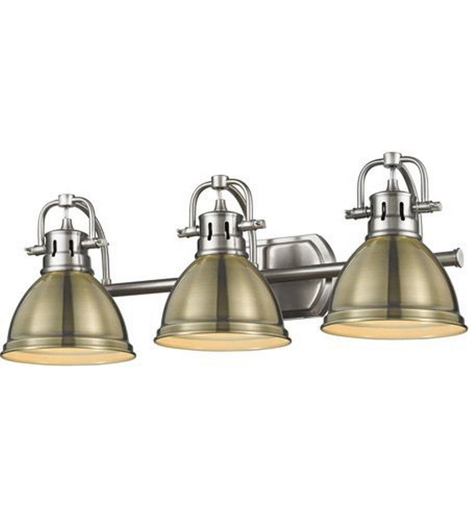 Duncan 3-Light Pewter and Brass Bath Vanity Fixture